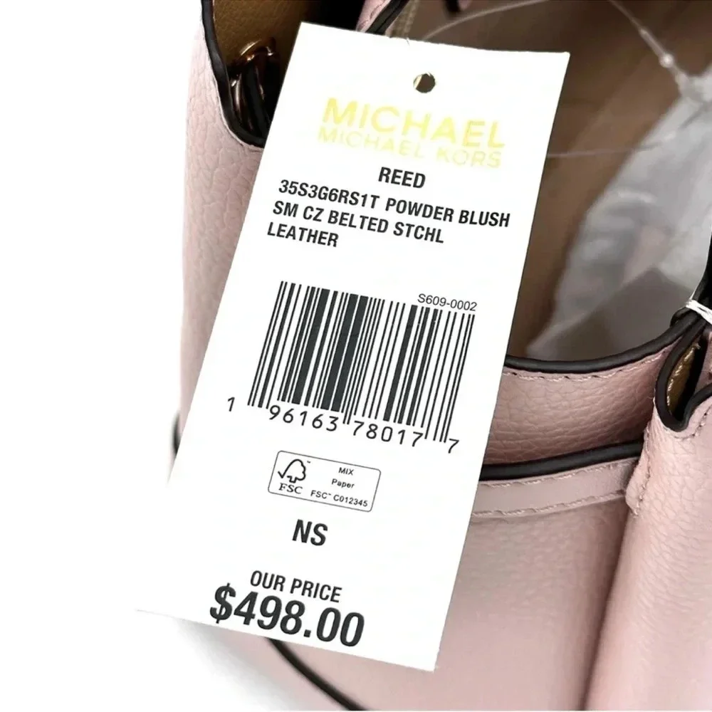Michael Kors Reed Small Satchel Crossbody Bag Powder Blush (NWT) - Picture 13 of 13
